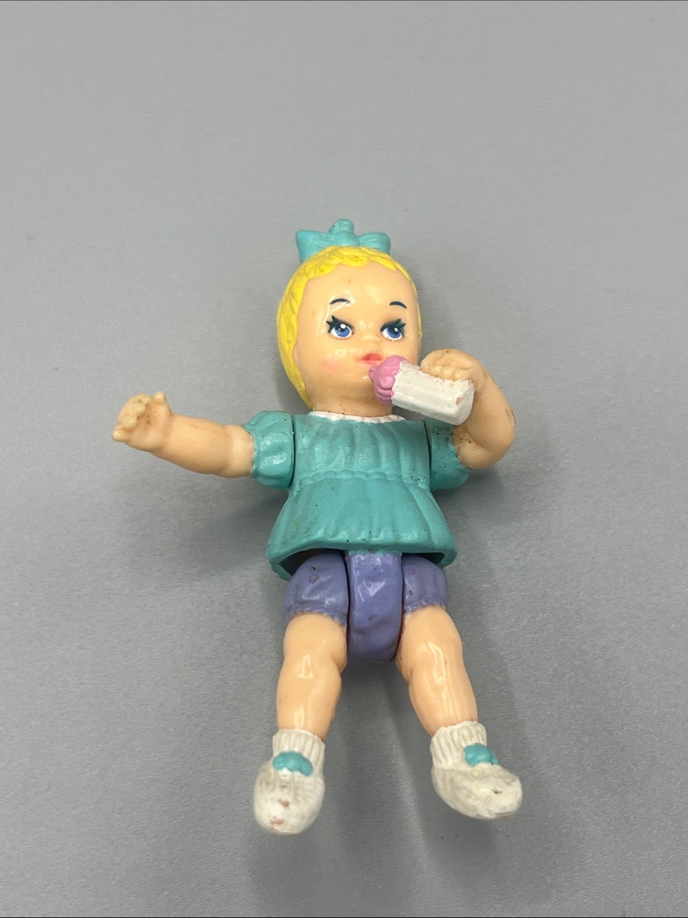 Vintage Playskool Dollhouse Figure BabyGirl Blonde Doll